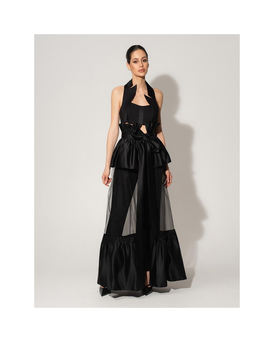 Tia Dorraine Black Fairytale Floor-Length Self-Tie Overskirt
