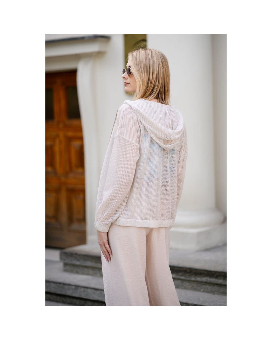 Oh!Zuza Natural Neutrals Echo Mesh Zip Hoodie