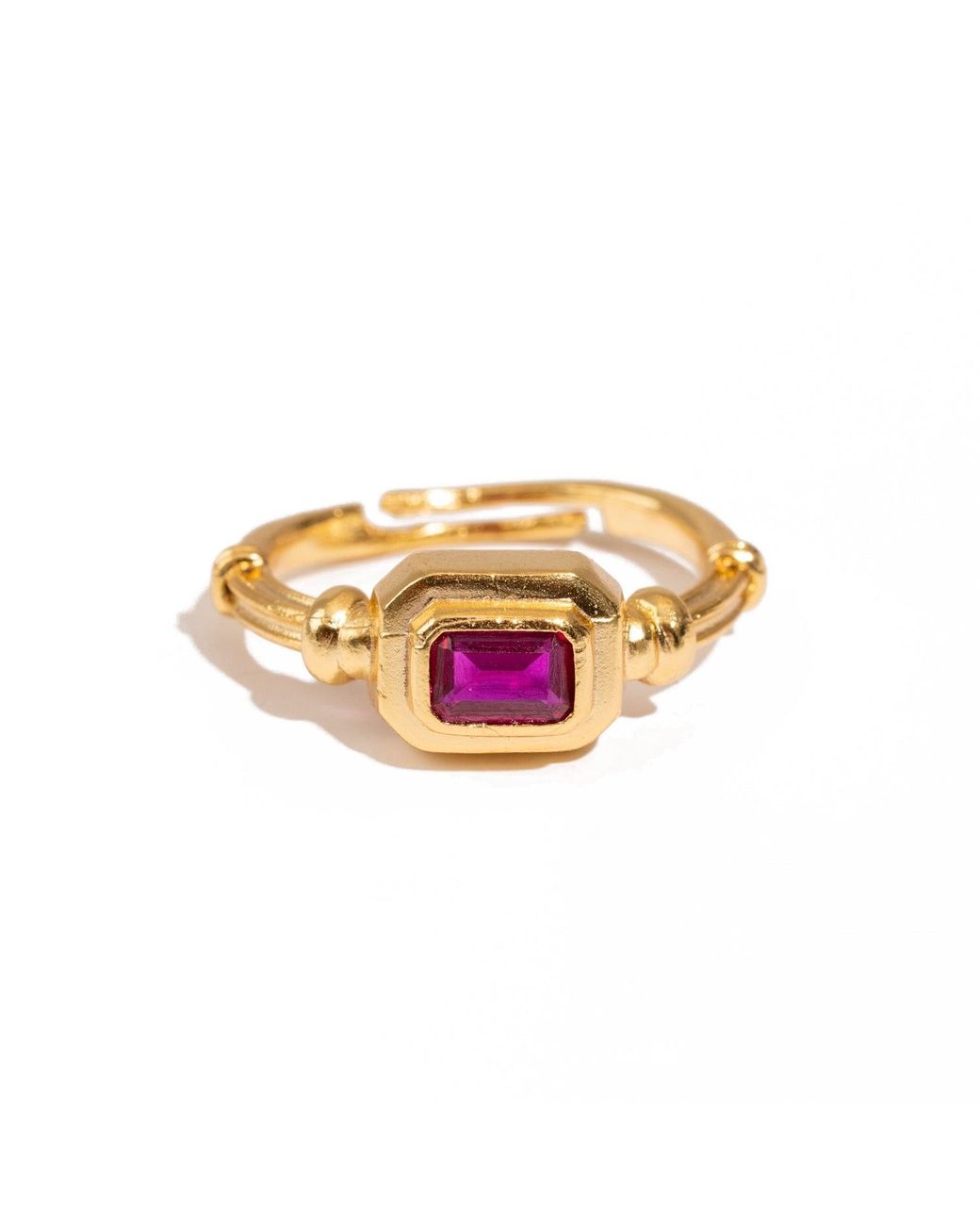Ebru Jewelry Pink Ruby Shine Minimalist Adjustable Ring