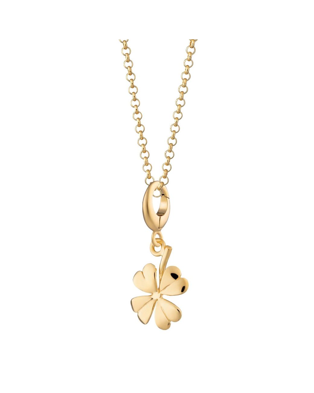 Lily Charmed Metallic Plated Four Leaf Clover Charm Necklace
