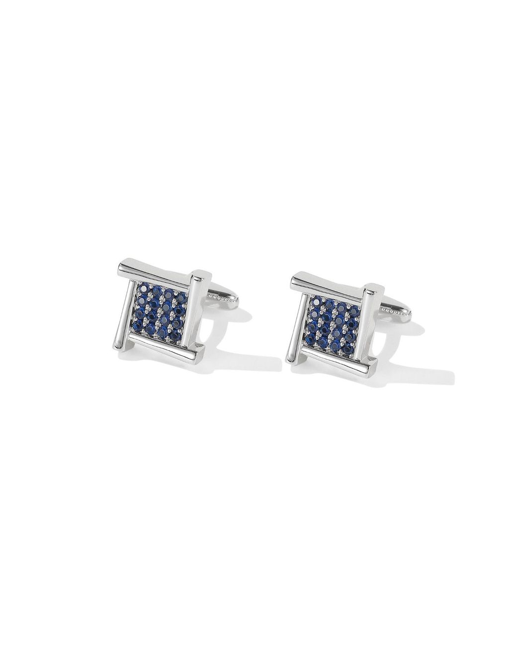 Classicharms Blue Atlas Sapphire Square Grid Cufflinks for men