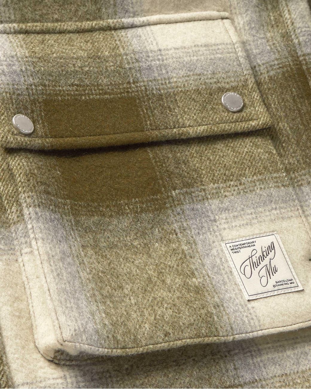 Thinking Mu Green Callum Oversized Checkered Wool Jacket for men