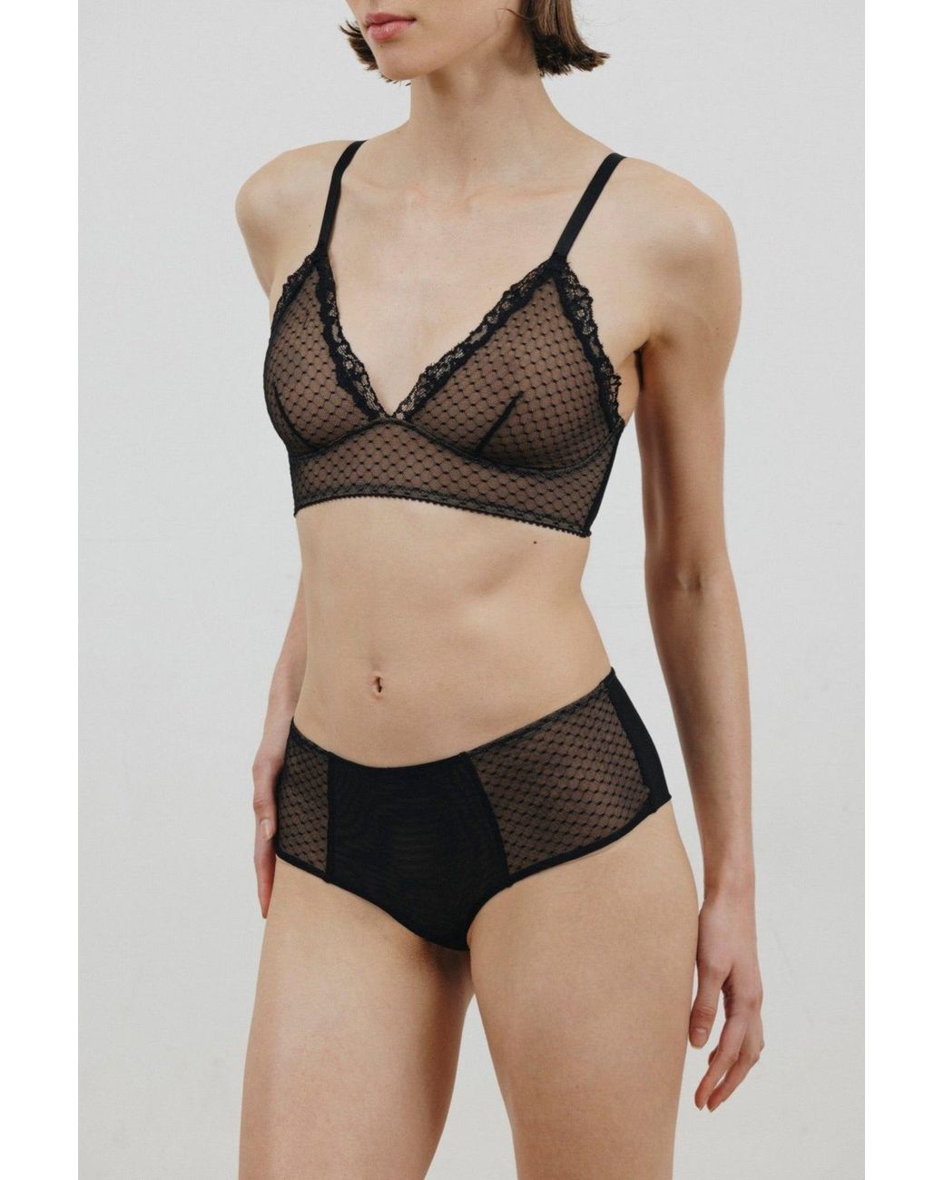 Verdant Intimates Black Dot Mesh Boyshort