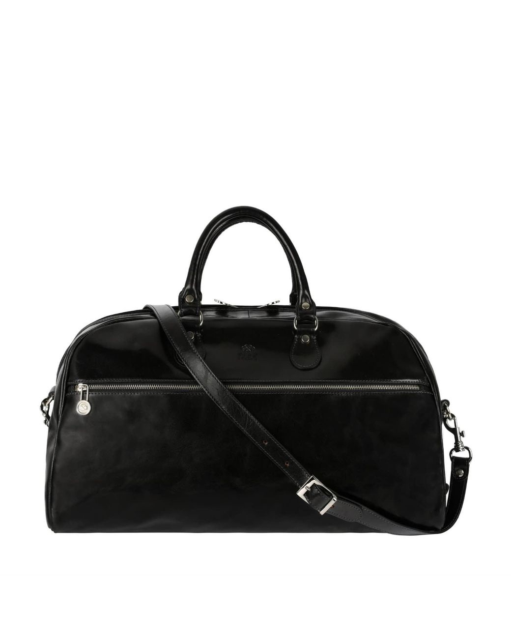 Time Resistance Black Leather Duffel Bag for men