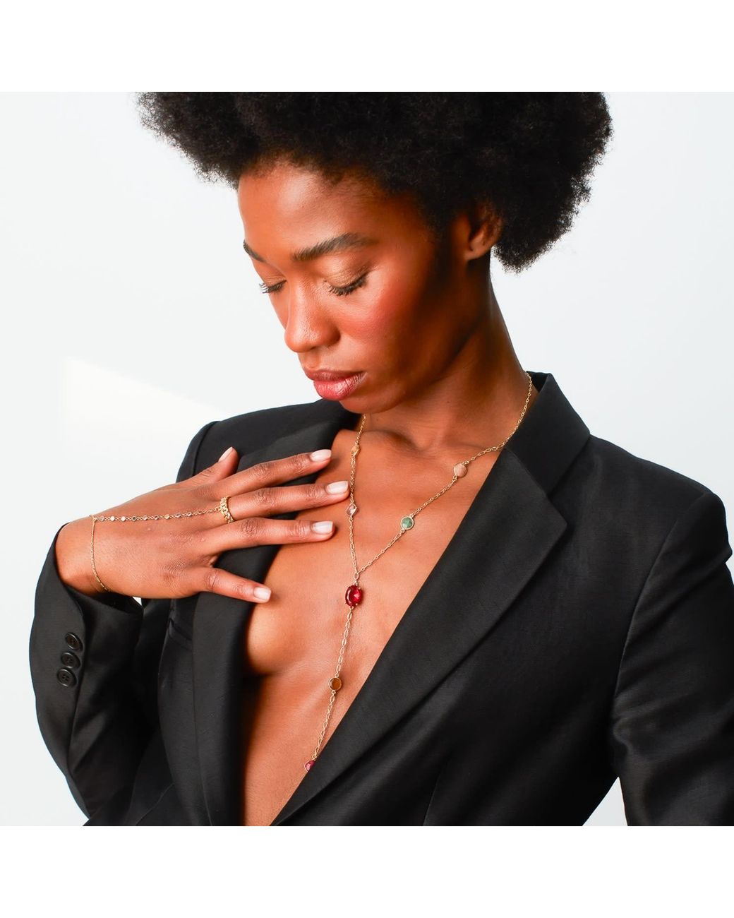 La Soula Jewelry Metallic Freya Lariat Necklace