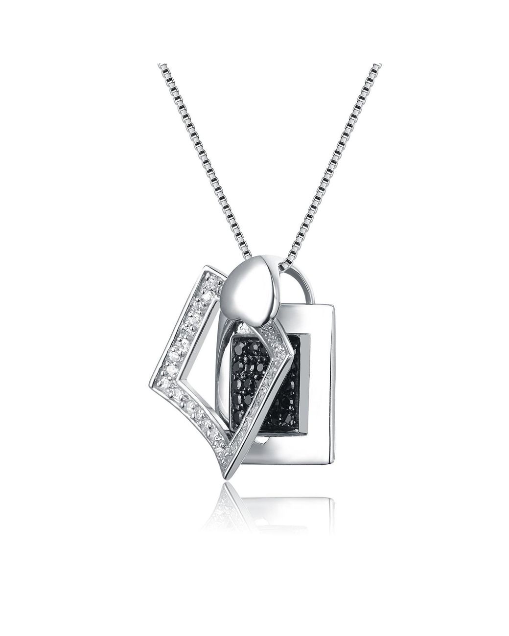 Genevive Jewelry Metallic Sterling Cubic Zirconia Multi-Frame Necklace
