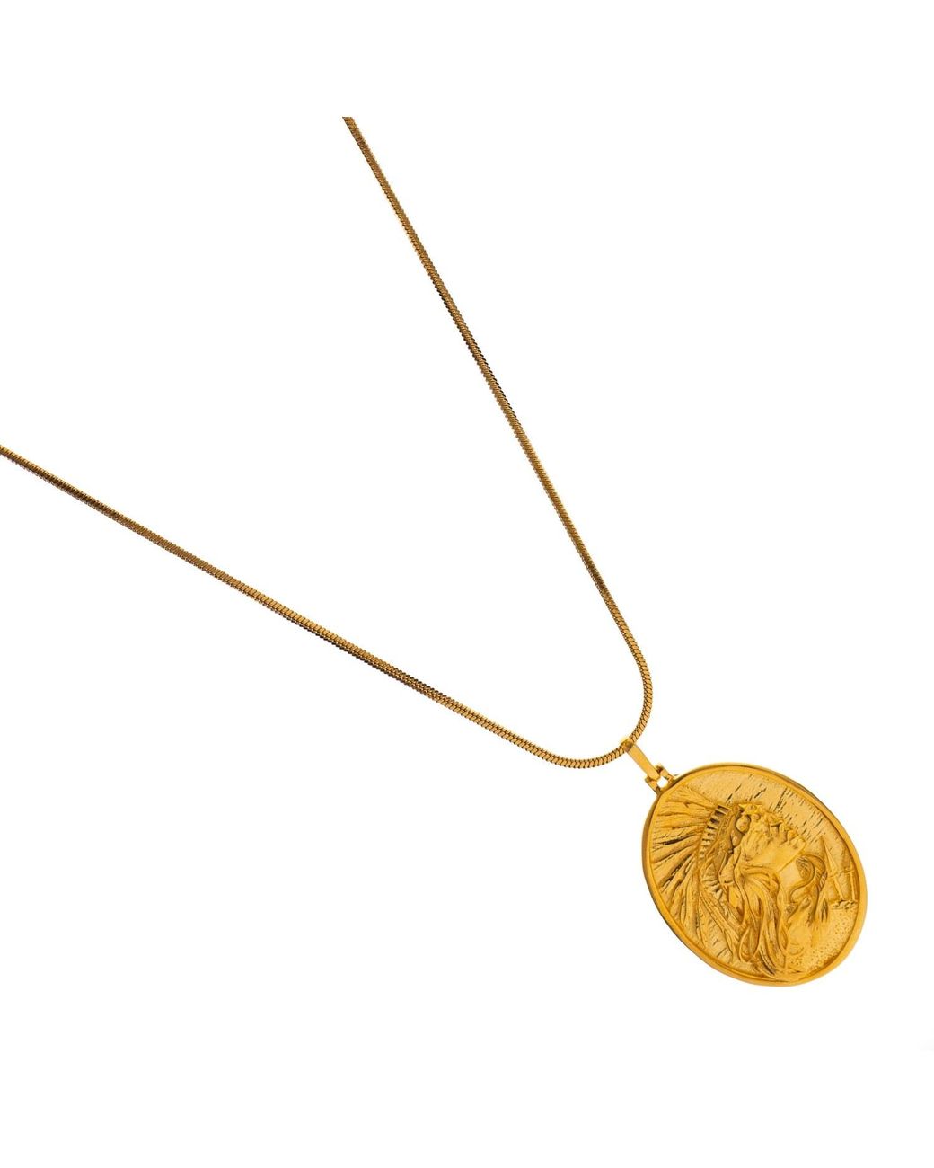 Ebru Jewelry Metallic Golden Warrior Goddess Medallion Necklace