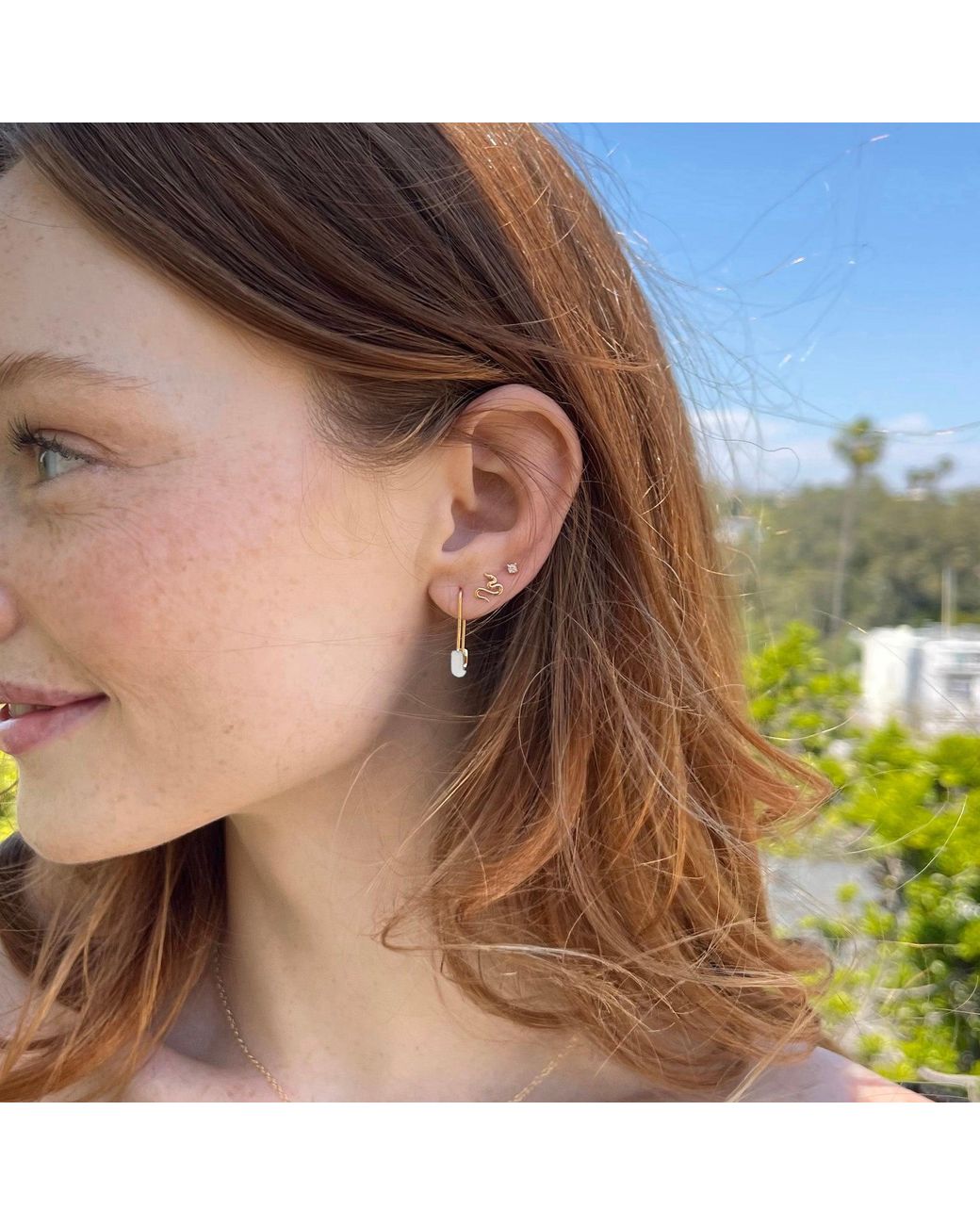 Kris Nations Pink Safety Pin Enamel Hoop Earrings
