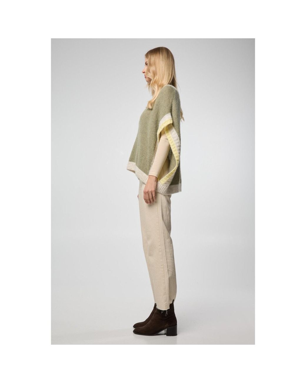 Saachi Green Colorblock Knit Moss Sweater Vest