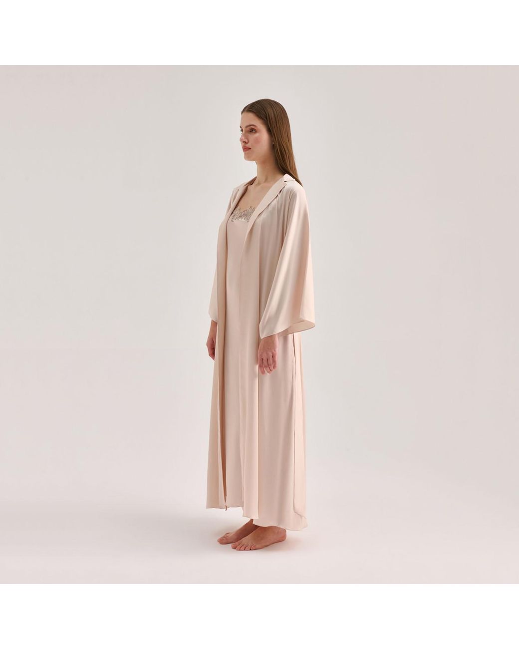 Avenue 8 Natural Silk Maxi Collar Robe