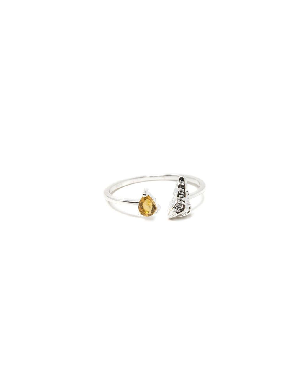 NASI SILVER Metallic Shell Sedef Ring- Citrine