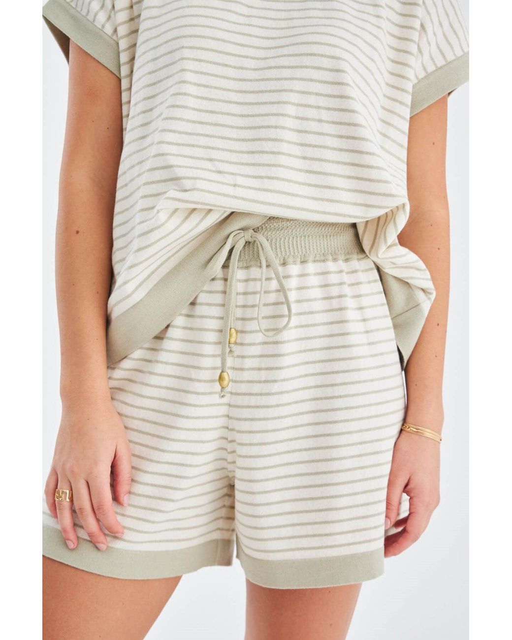 Peraluna Gray Vera Knitted Blouse & Shorts Matching Set