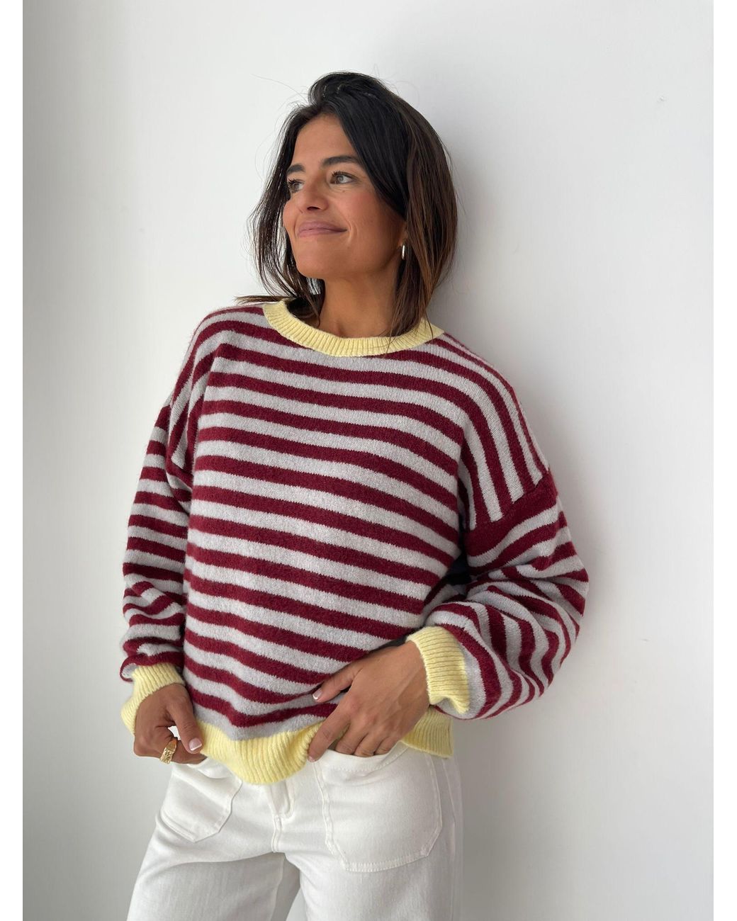 Mind Traveler Purple Burgundy & Striped Pia Sweater