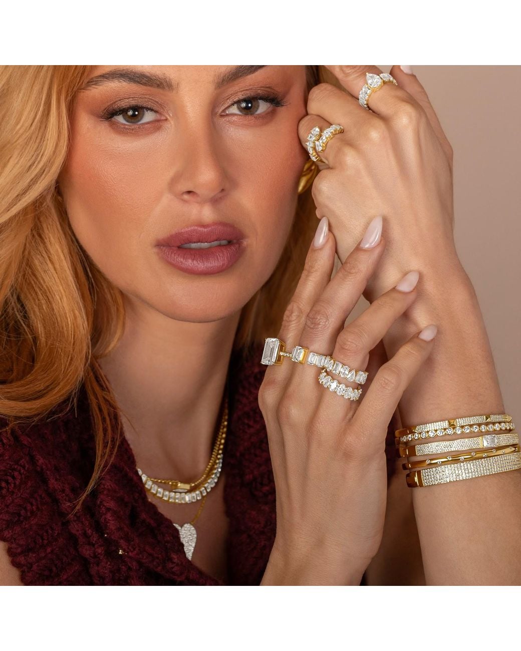 SHYMI Metallic Oval Prong-Set Eternity Band