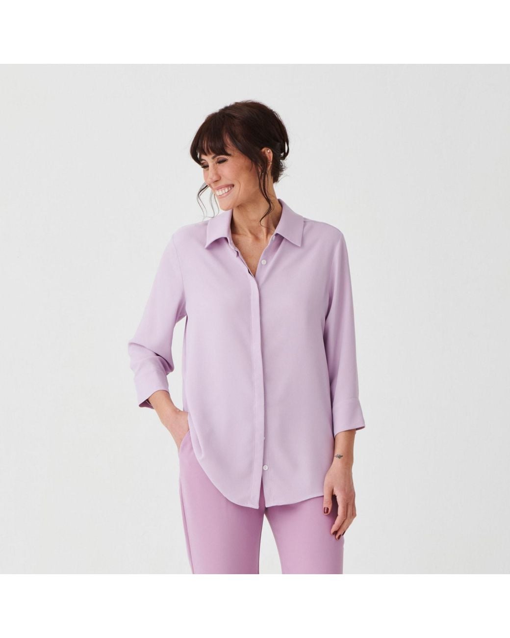 Perlavera Blue Sienna Sea Three Quarter Sleeve Length Missy Fit Shirt