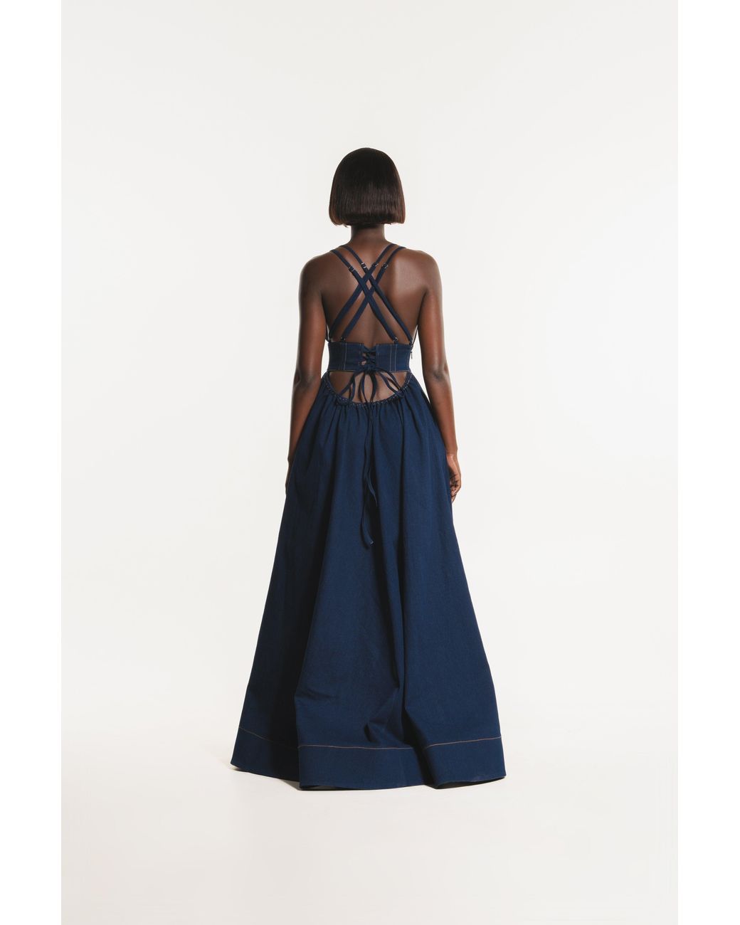 Ofuure Blue Adele Denim Maxi Dress