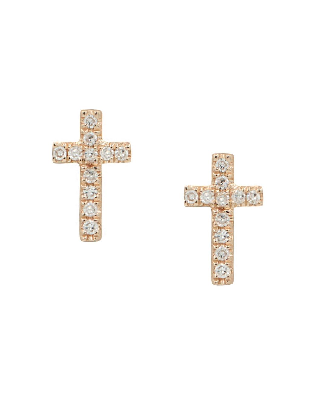 KAMARIA Metallic Cross Diamond Stud Earrings