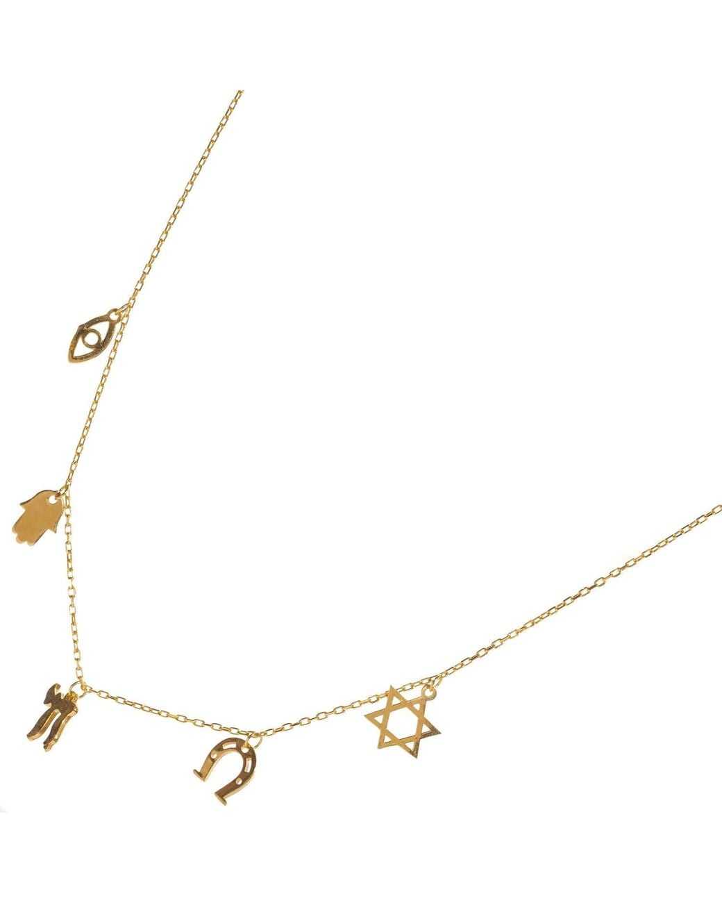 Ebru Jewelry Metallic Five Guardians Star Of David Protection Charm Necklace