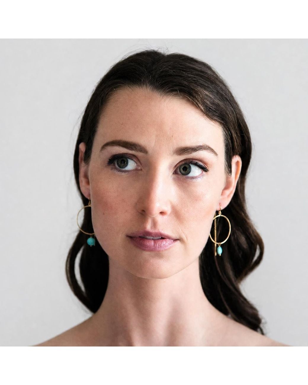 Heather Hawkins Jewelry Metallic Coin Gemstone Hoop Threader Earrings