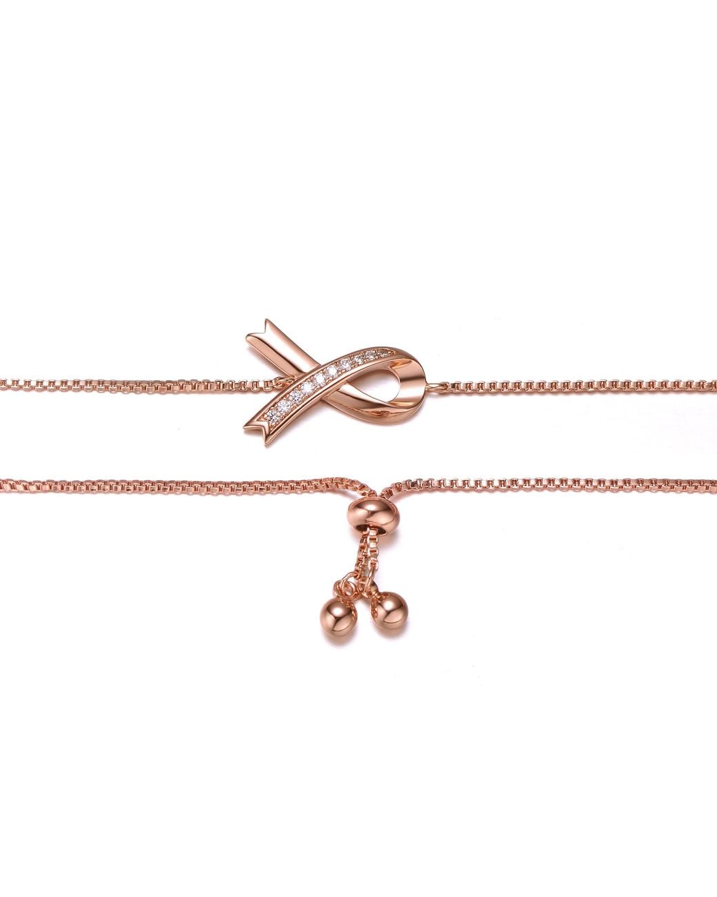 Genevive Jewelry Metallic Rose Rachel Glauber Stunning Teens-Young Adults Rose Plated Infinity Love Adjustable Bracelet