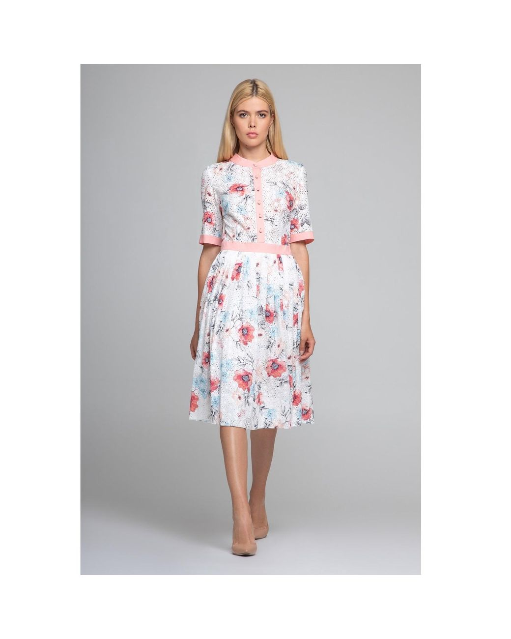 Rumour London Multicolor Toscana Floral Print Broderie Anglaise Midi Dress
