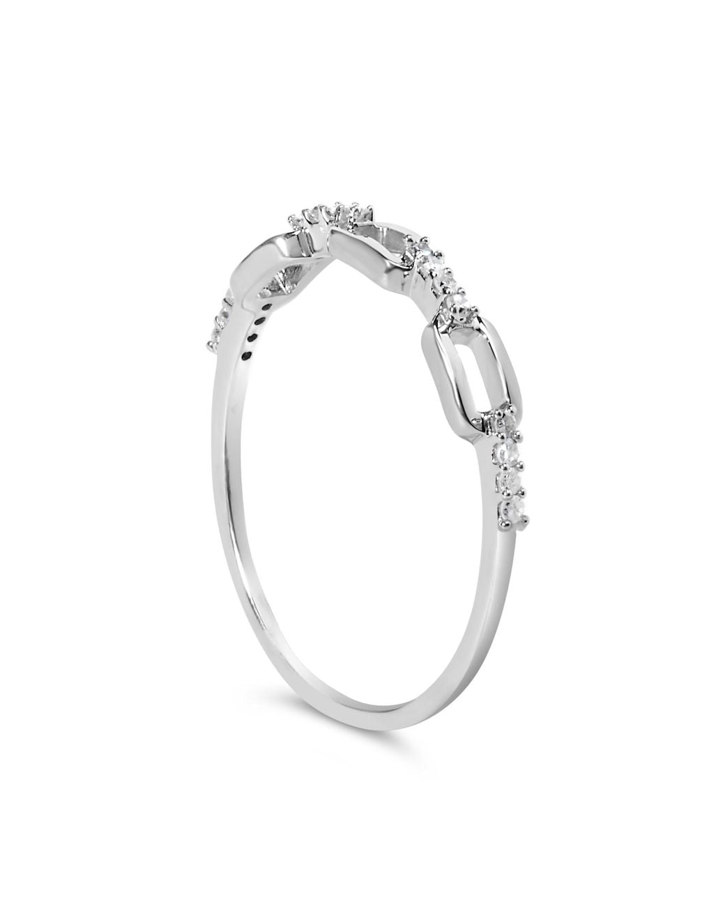 Haus of Brilliance White 925 Sterling Diamond Accent Paperclip Band Ring