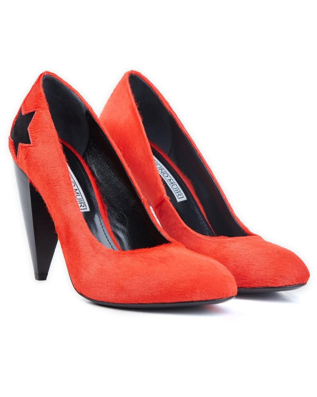 Rosamund Muir London Red India Flaming Calf Hair With Star Heels