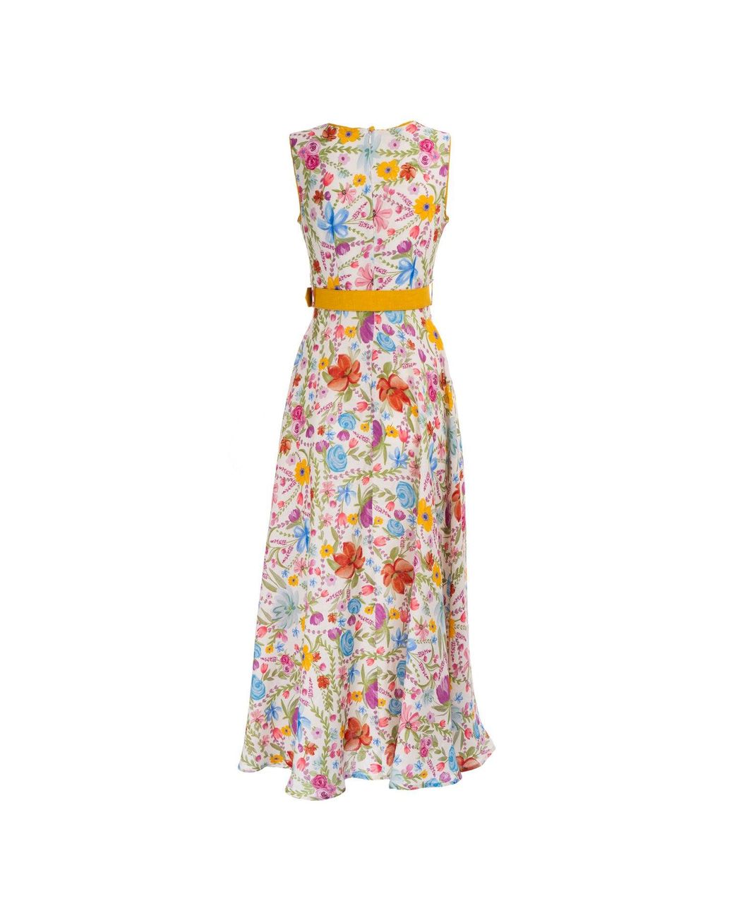 Sofia Tsereteli White Watercolour Garden Linen Dress