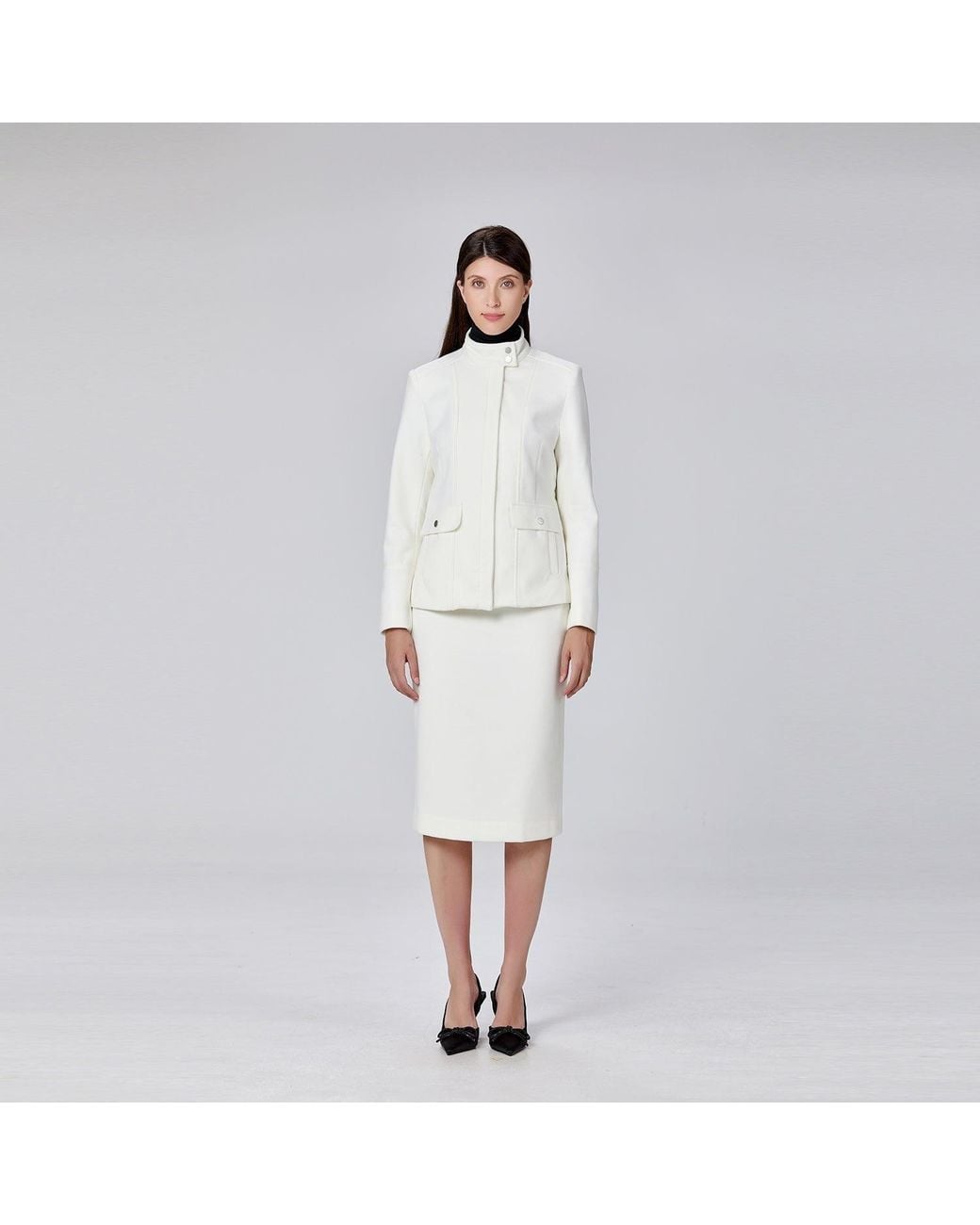 Smart and Joy Blue Straight Minimalist Skirt