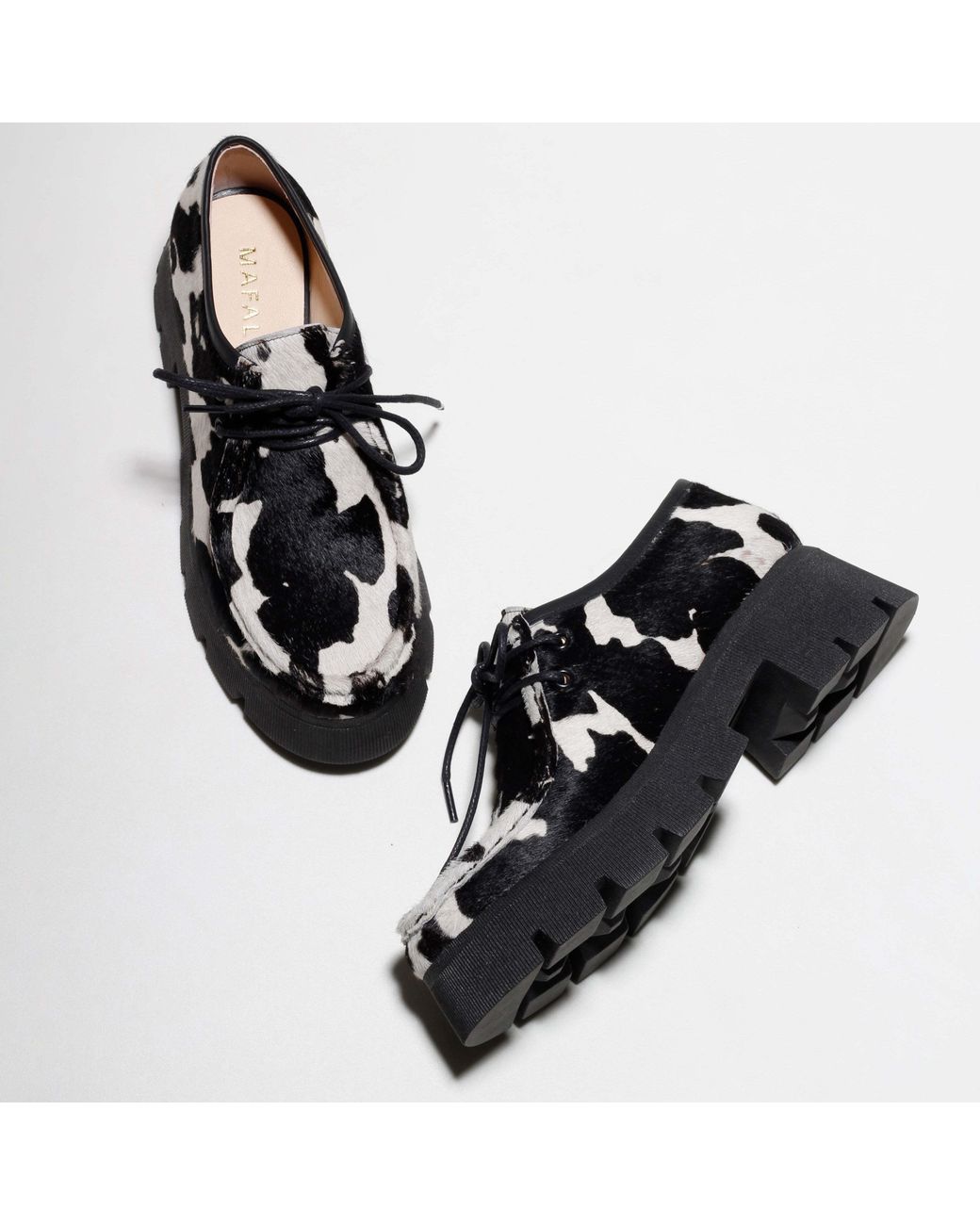 Mafalda Black Naomi Cow Print Chunky Loafer
