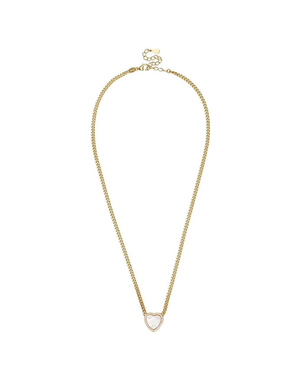 Latelita London Metallic Heart Mother Of Pearl Necklace