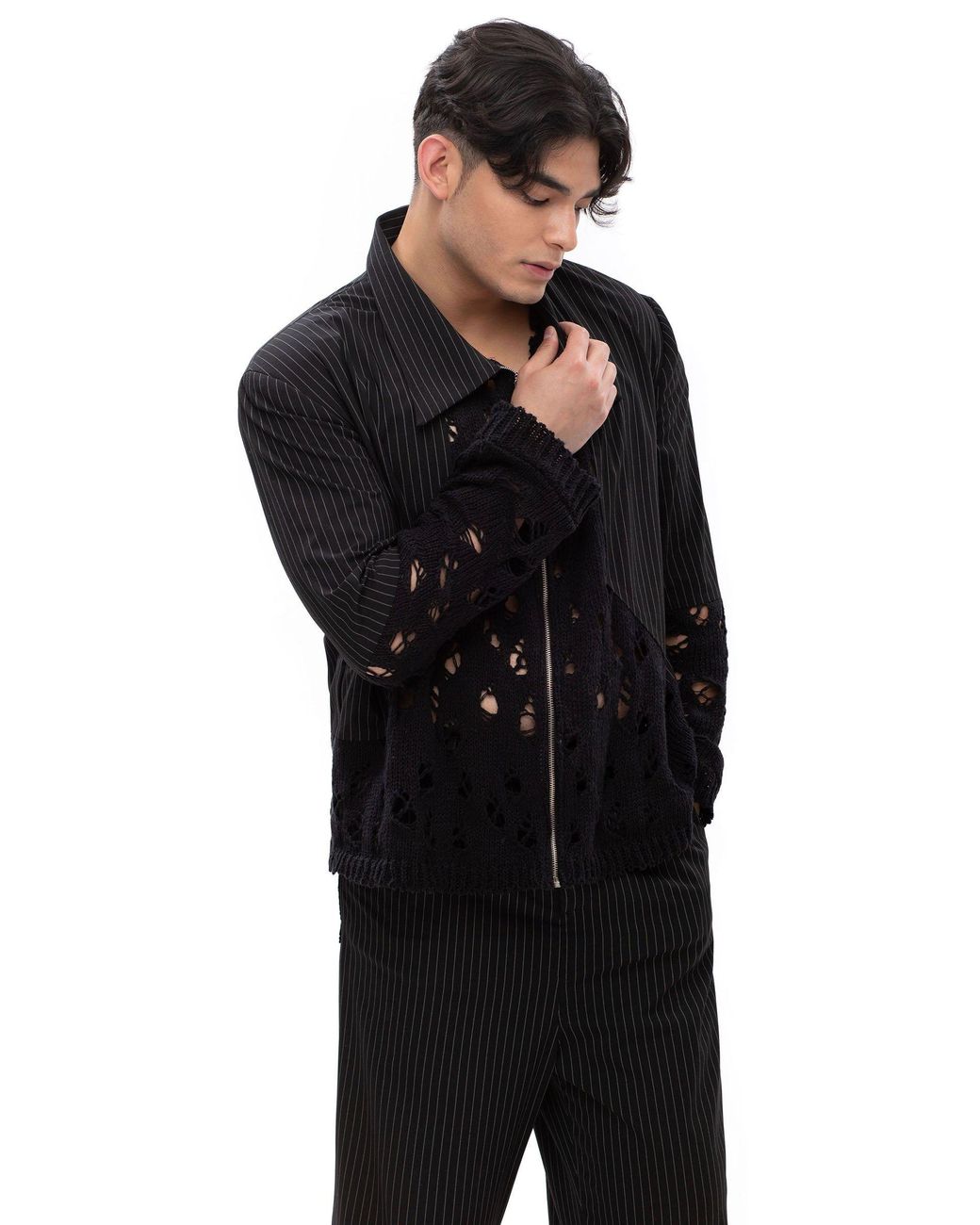 Maison Bogomil Black Split Code Trousers for men