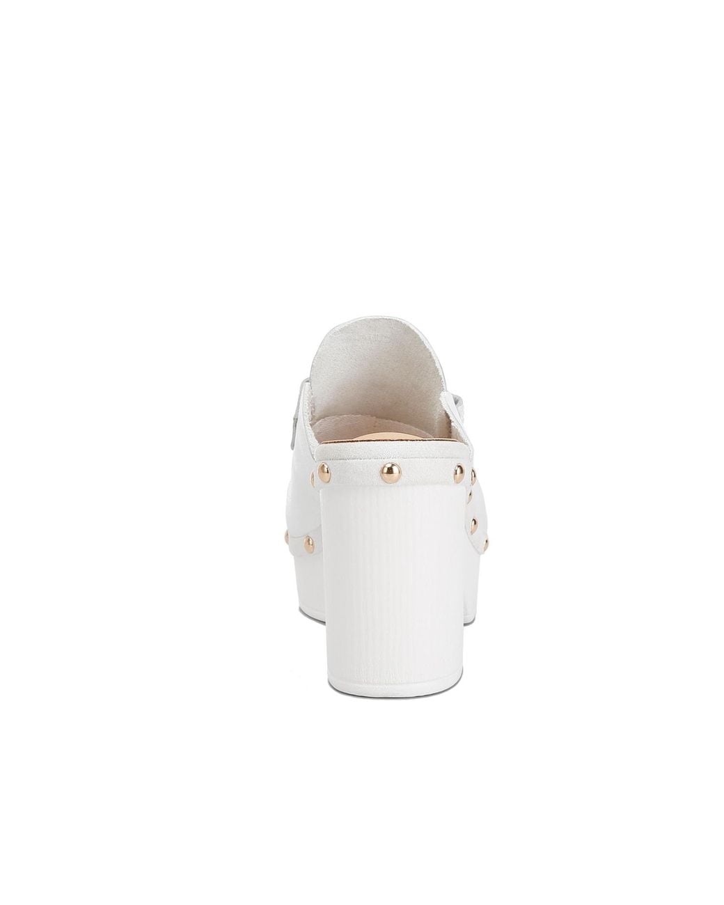 Rag & Co White Lyrac Recycled Leather Platform Clogs