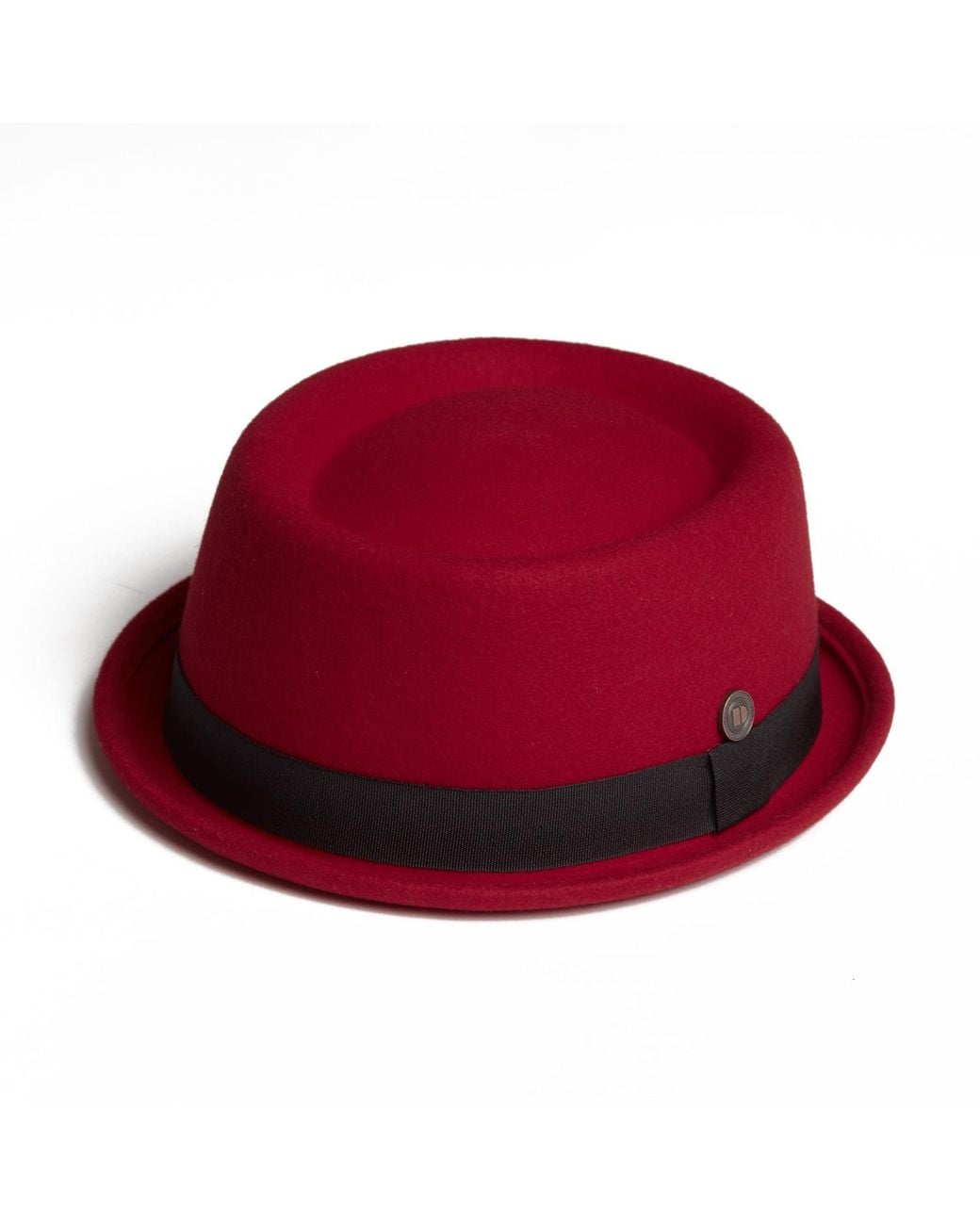 Dasmarca Hats Red Jack Ruby Felt Skimpy Brim Short Brim Rude Boy Mod Style Porkpie Hat for men