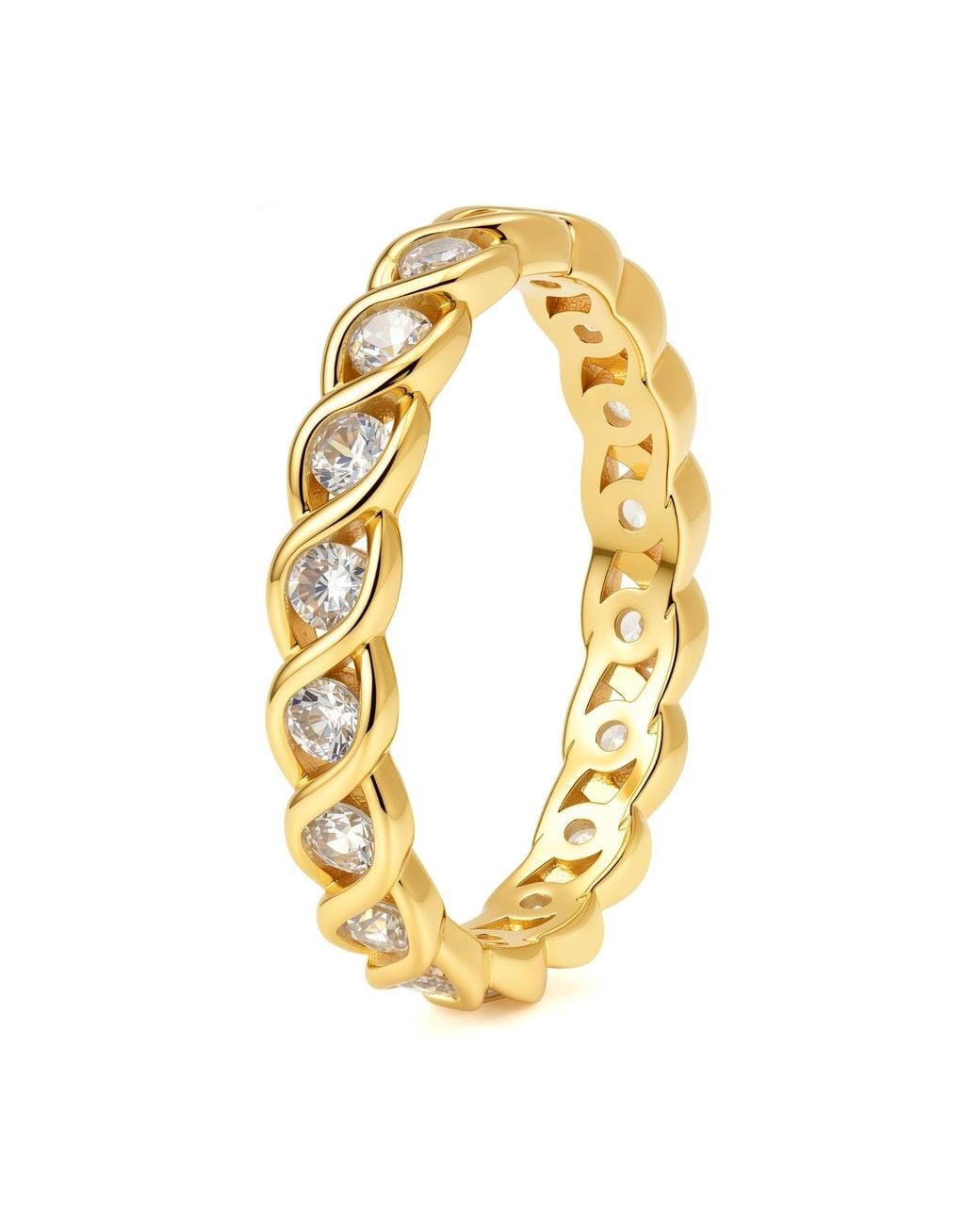 Kylie Harper Metallic Swirling Diamond Cz Eternity Band Ring