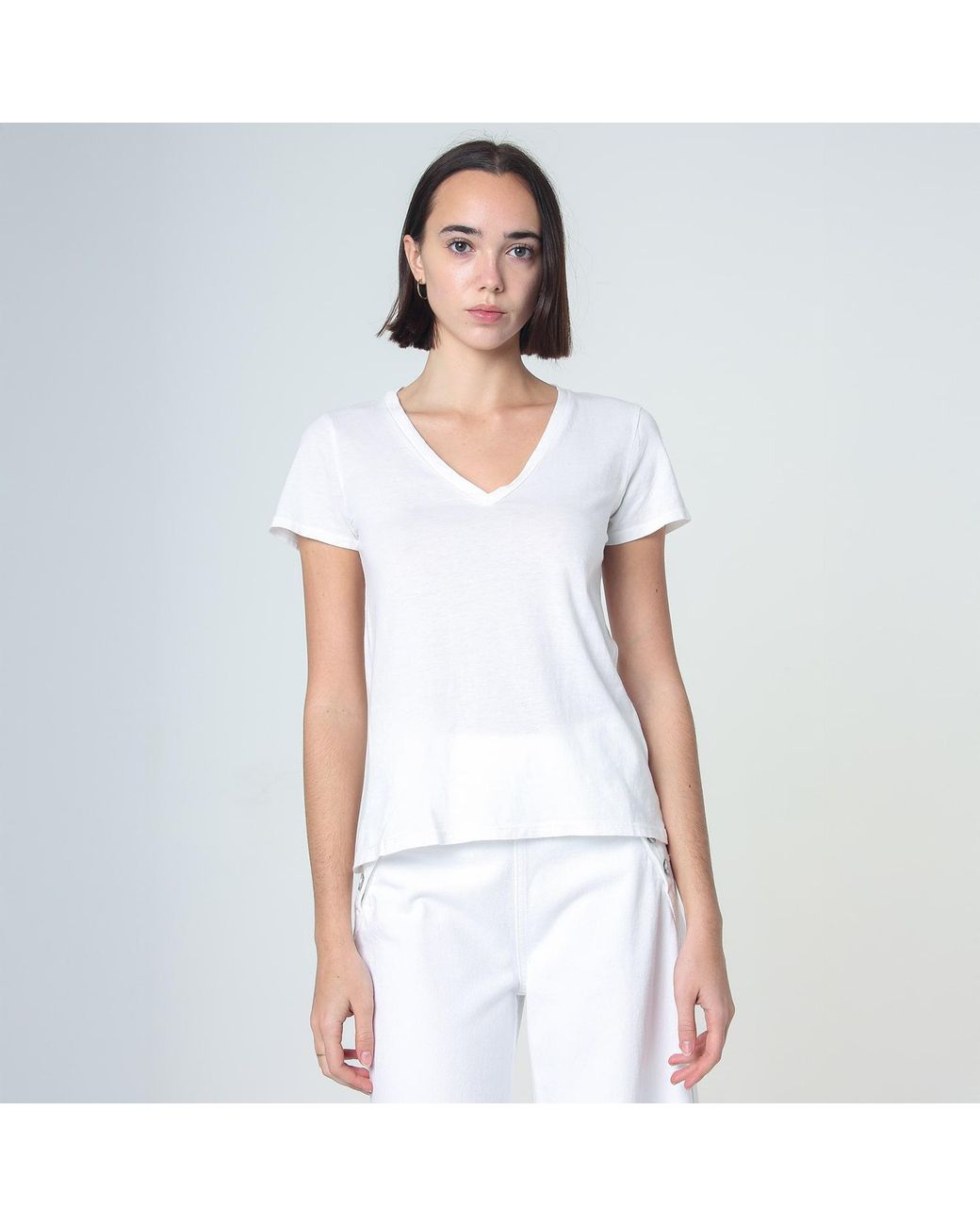 NOEND White Supima Cotton V Neck Tee