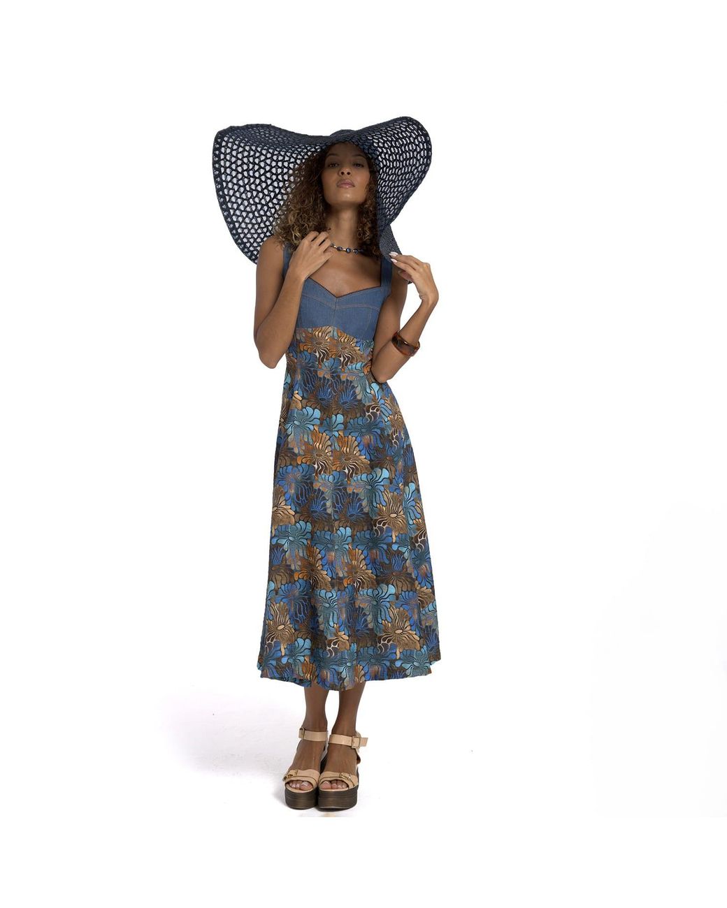 Lalipop Design Blue Midi Dress