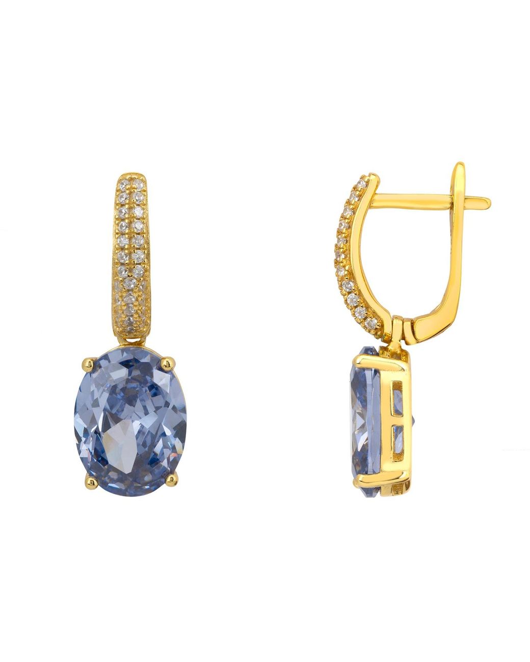 Latelita London Blue Alexandra Oval Drop Earrings Tanzanite