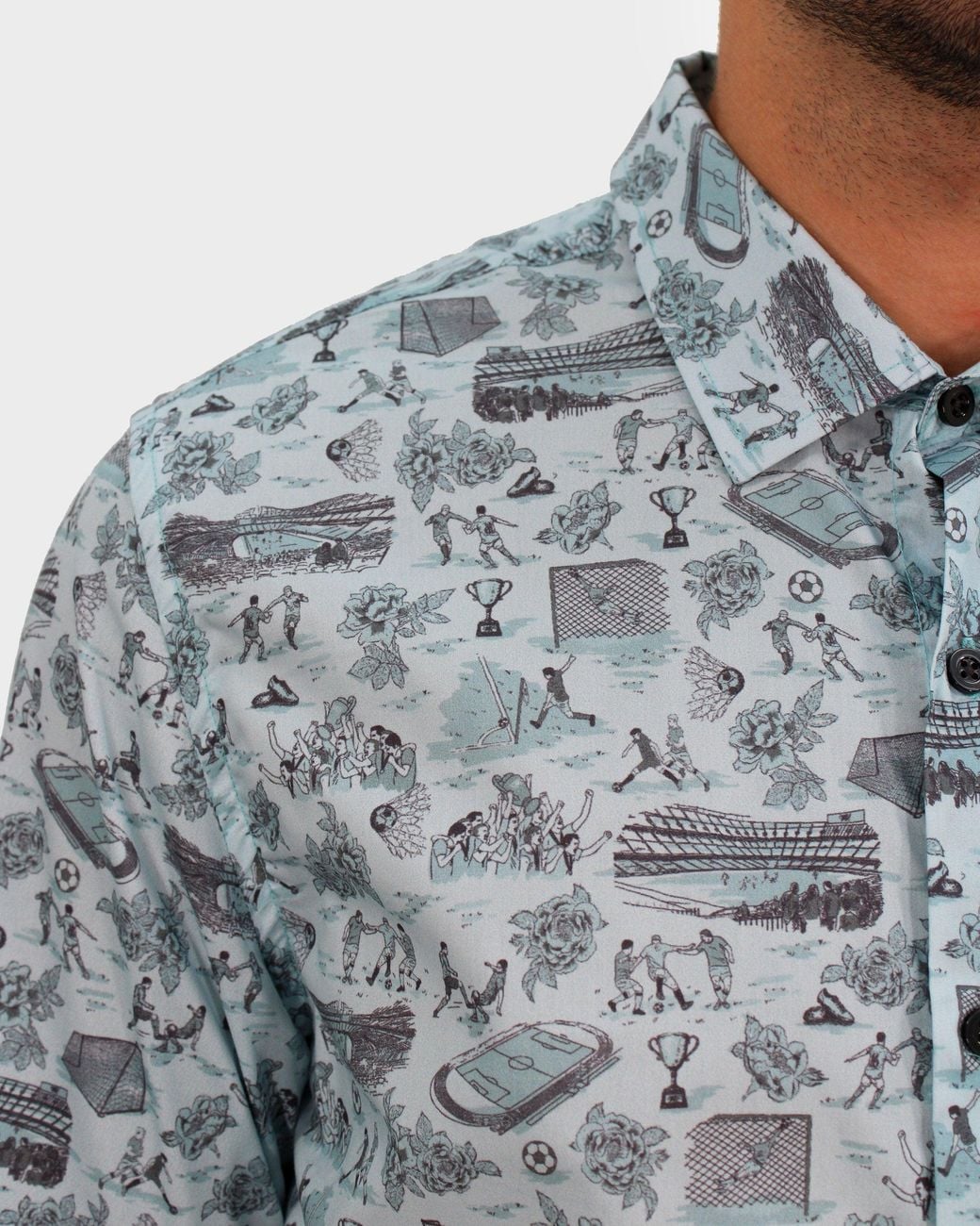 Lords of Harlech Blue Nigel Soccer Toile Shirt In Nile for men