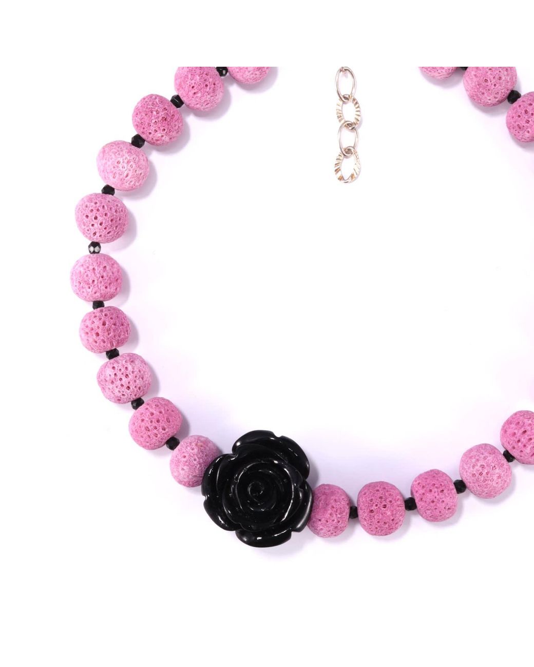 Mineralgems•Studio Pink Madrepora Coral Necklace With Rose