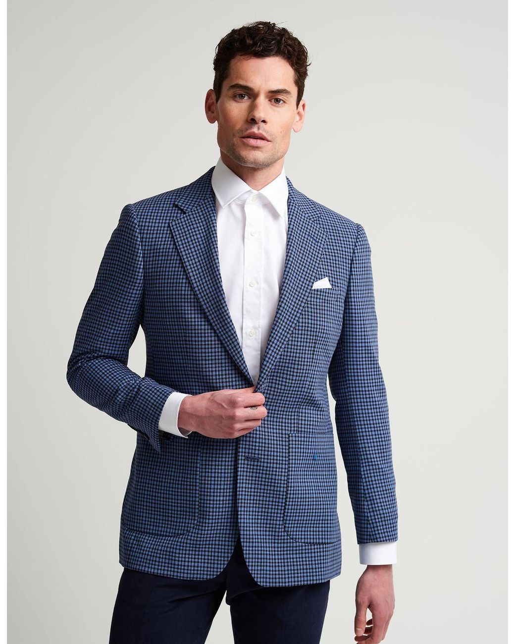 Gresham Blake Blue Gingham Jacket for men