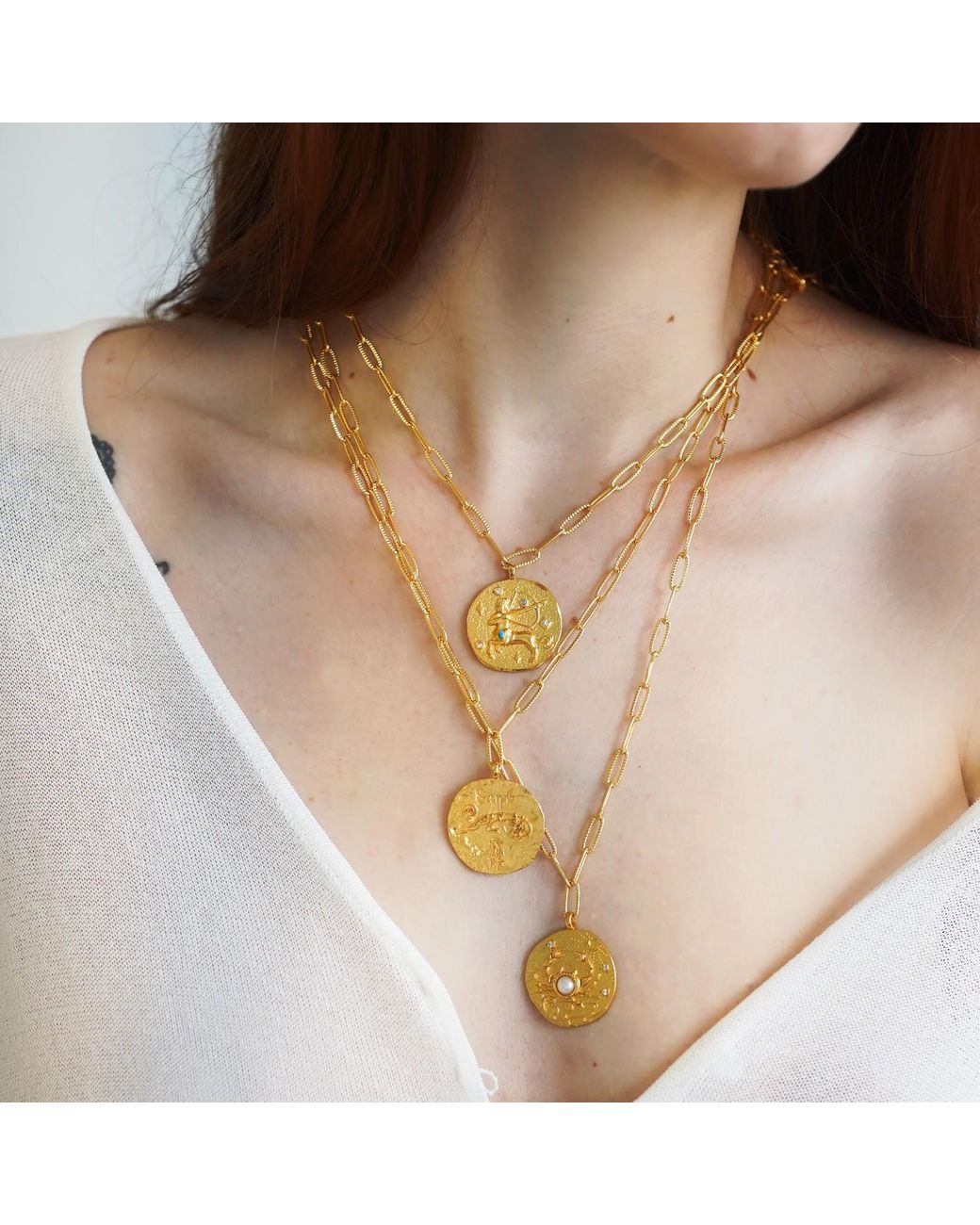 Aurozia Metallic Constellations Sagittarius Double-Sided Coin Necklace
