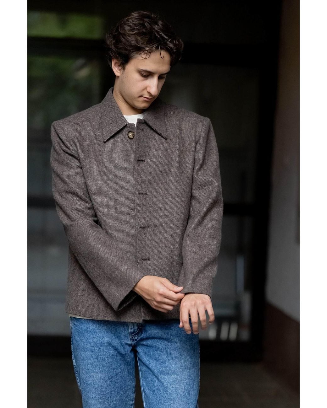 Stovaria Gray Himalayan Yak Wool Handwoven Jacket