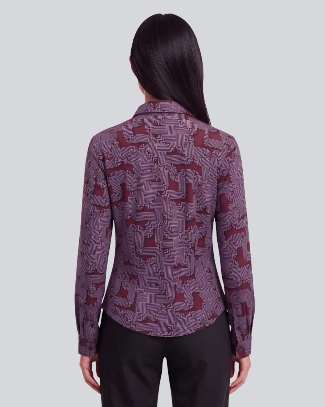 Lords of Harlech Purple Scarlet Blons Geo Port Merino Jersey Long-Sleeve Shirt