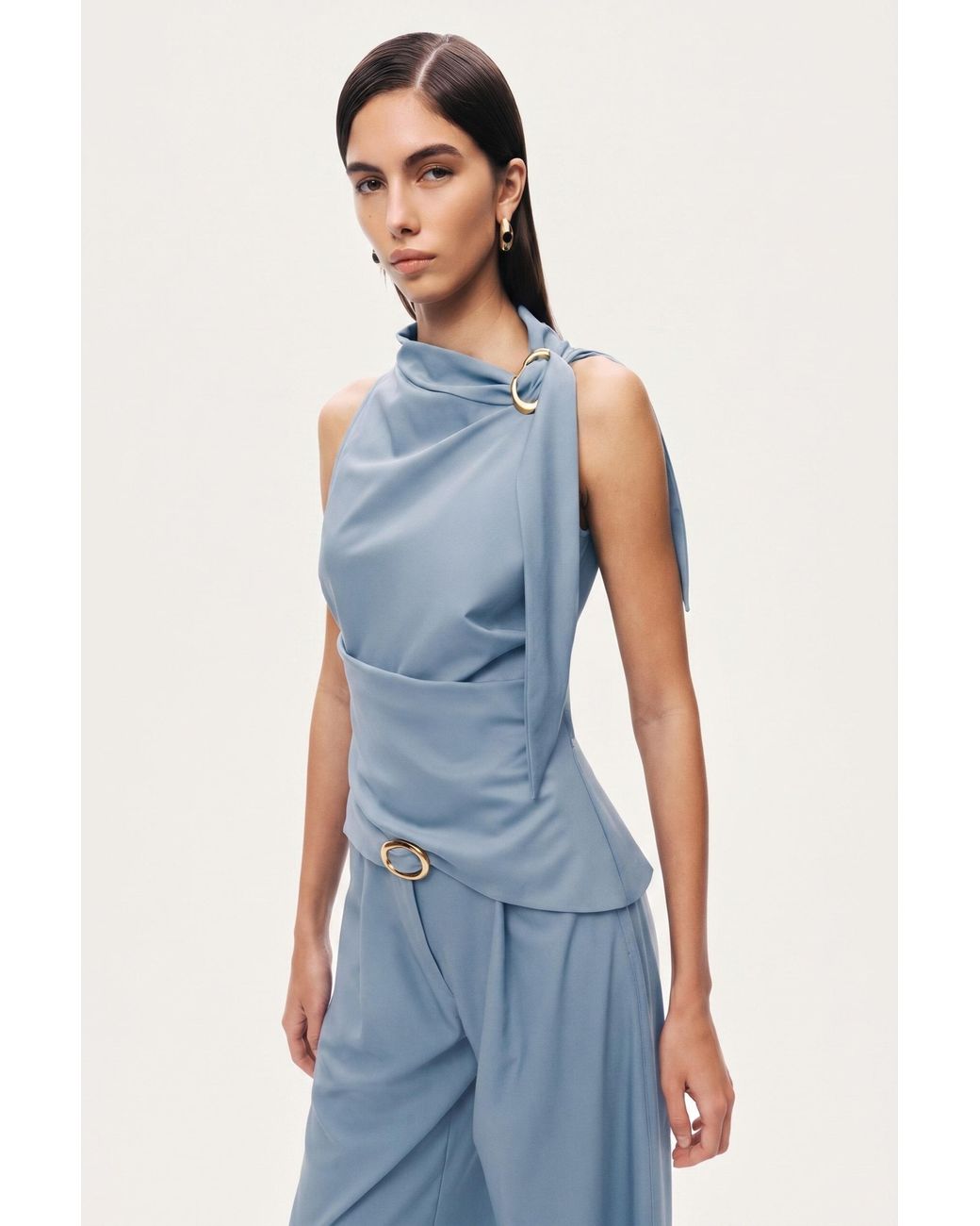Nocturne Blue Waist Accessory Detail Trousers