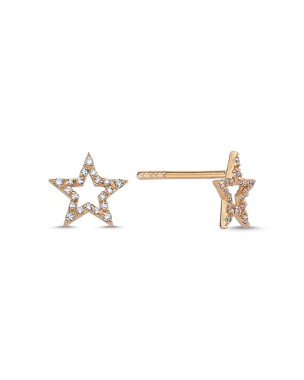 Ecce | Artisan Diamonds Metallic Single 14K Diamond Hollow Star Earring