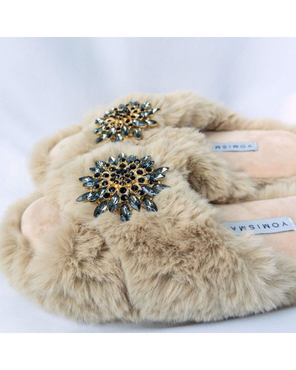 Yomisma Natural Neutrals Faux Fur Slippers