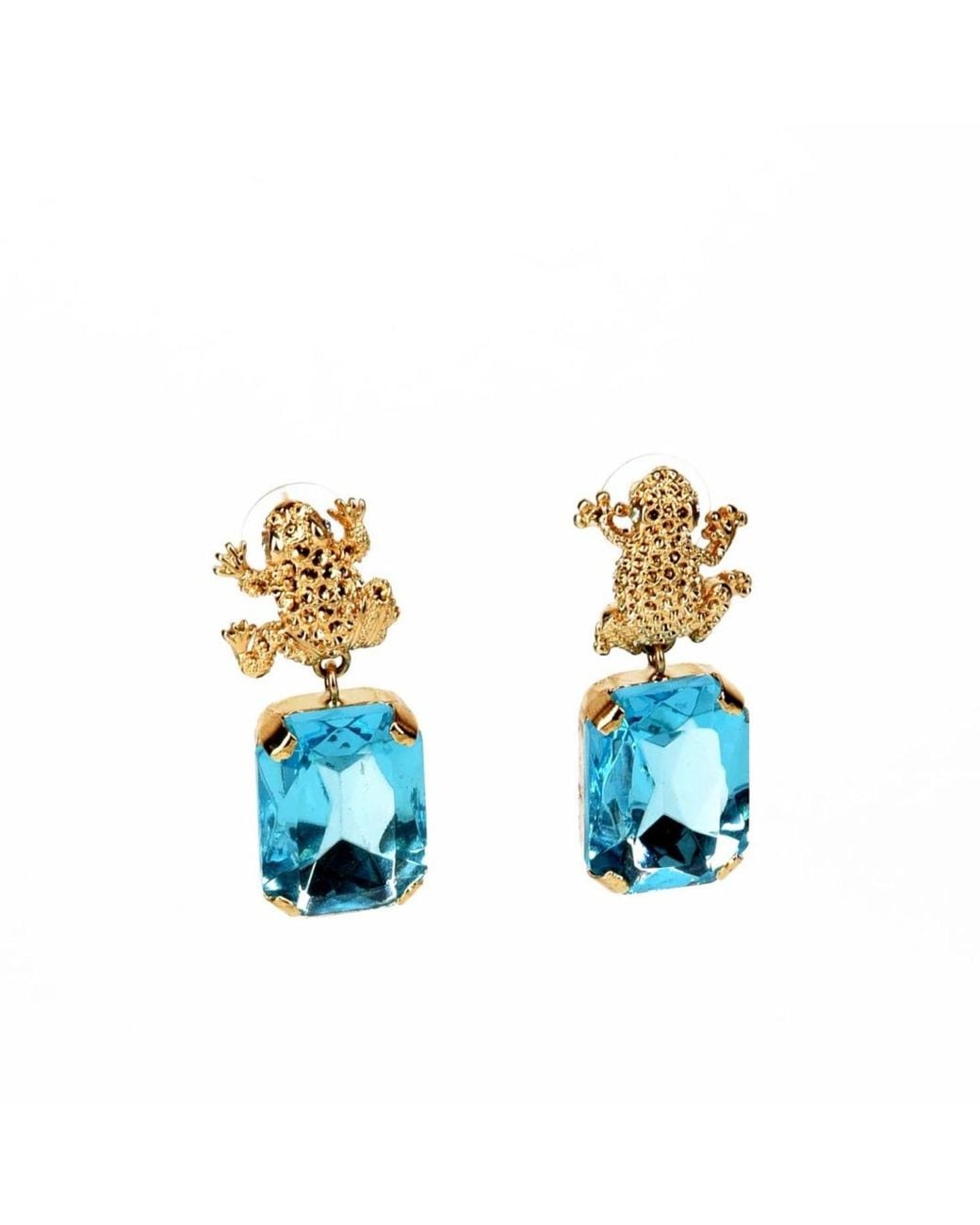 Addicted Blue Armonia Plated Light Crystal Earrings With Frog