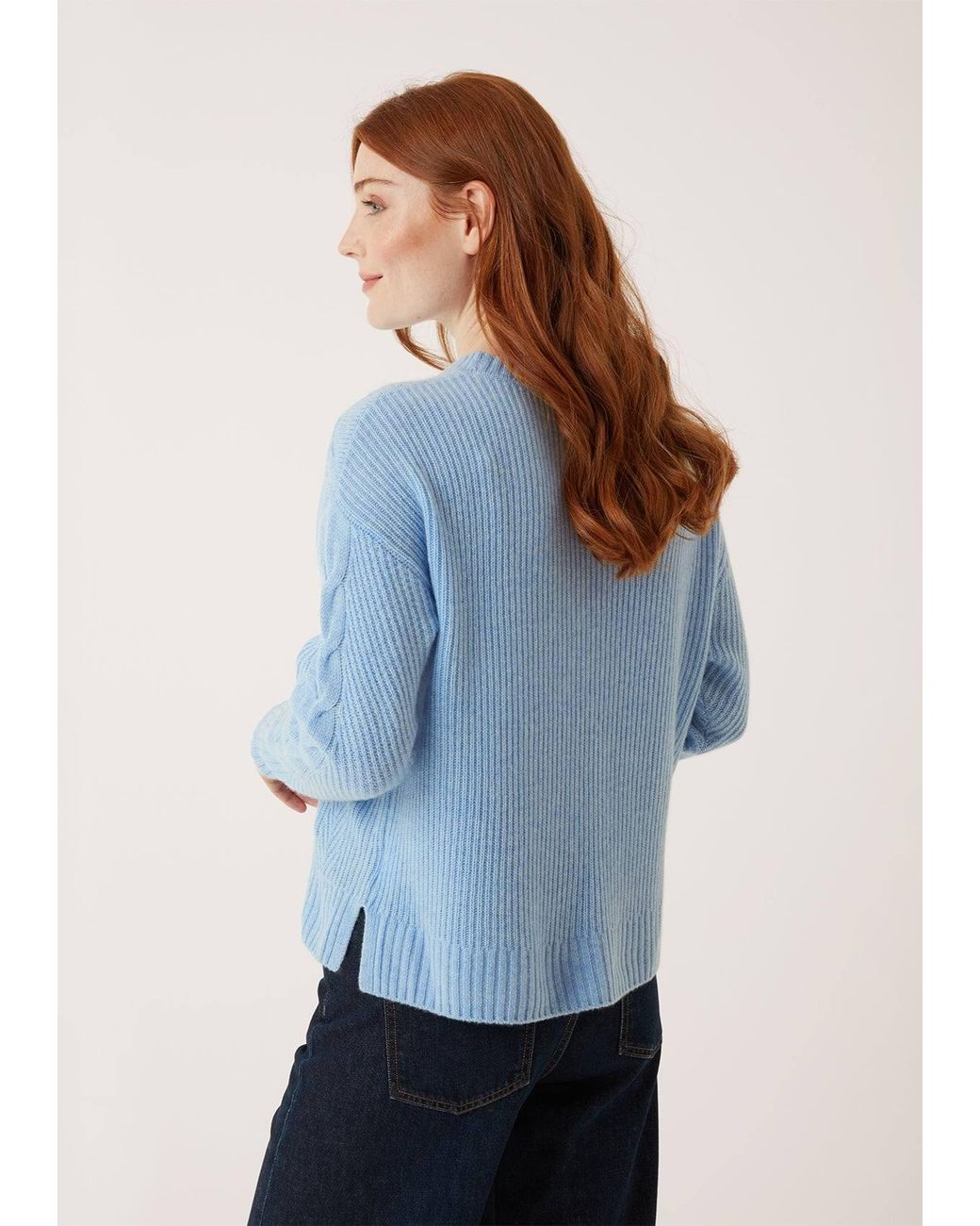 Loop Cashmere Blue Contour Cable Sweater