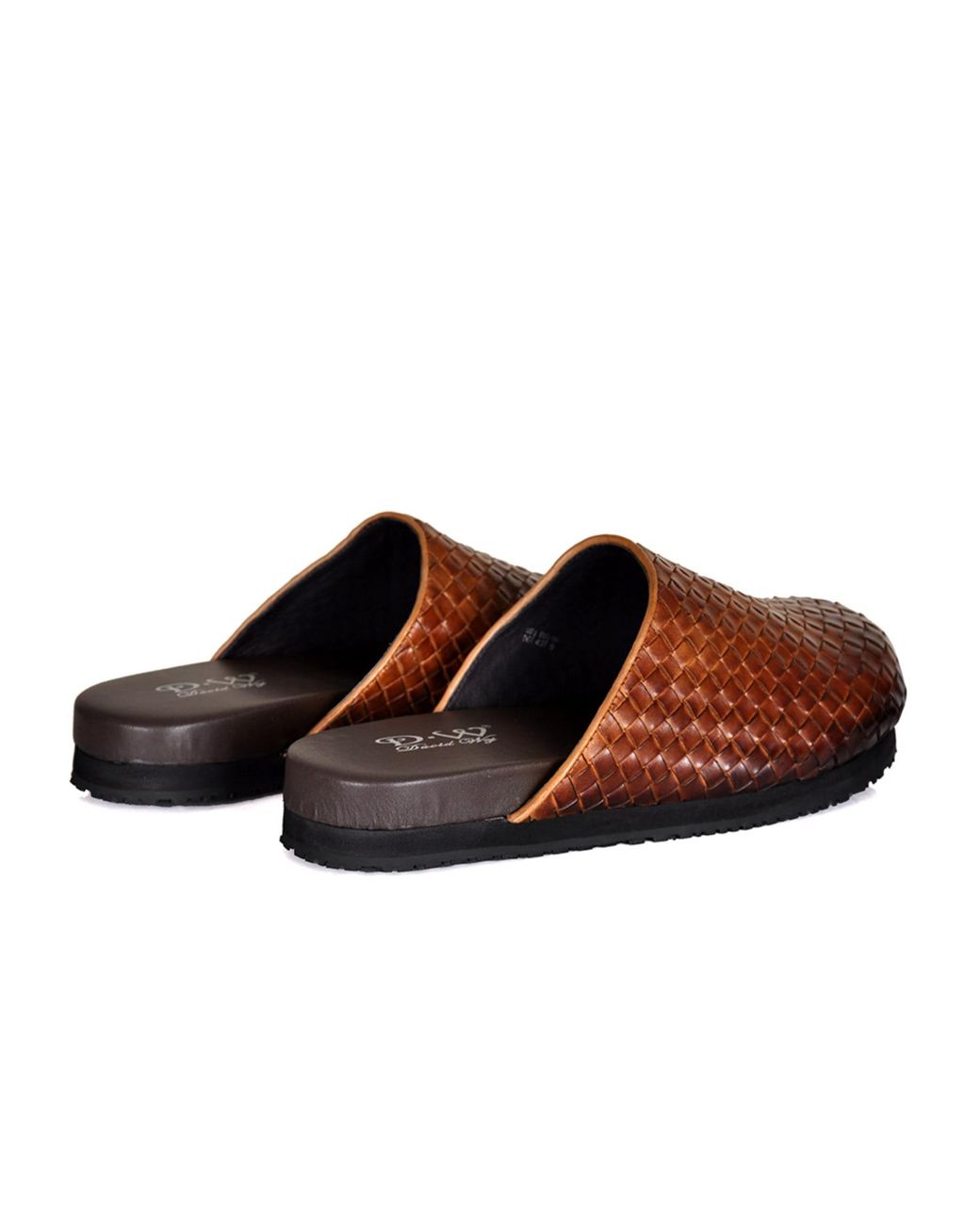 DAVID WEJ Brown Lorenzo Handmade Woven Mules for men